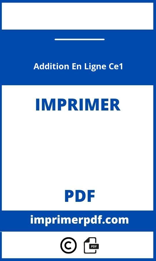 Addition En Ligne Ce1 À Imprimer