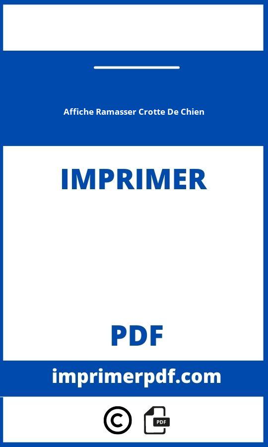 Affiche Ramasser Crotte De Chien À Imprimer