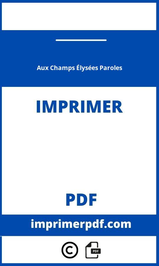 Aux Champs Élysées Paroles À Imprimer