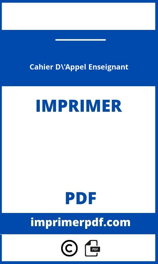 Cahier D'Appel Enseignant A Imprimer