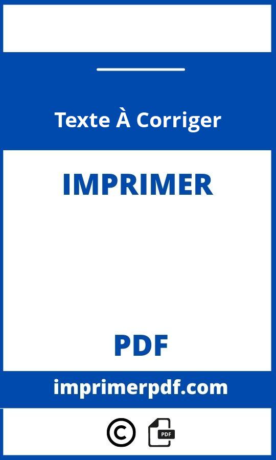 Texte À Corriger À Imprimer