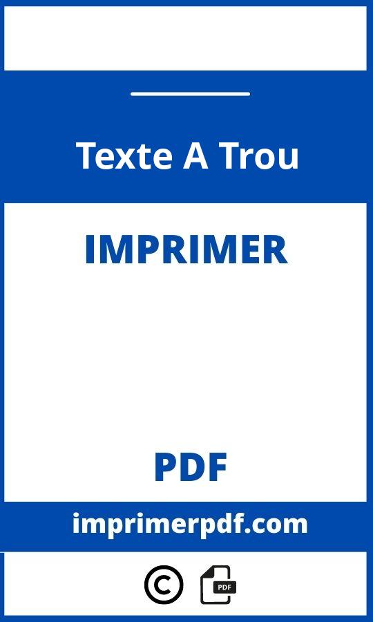 Texte A Trou A Imprimer